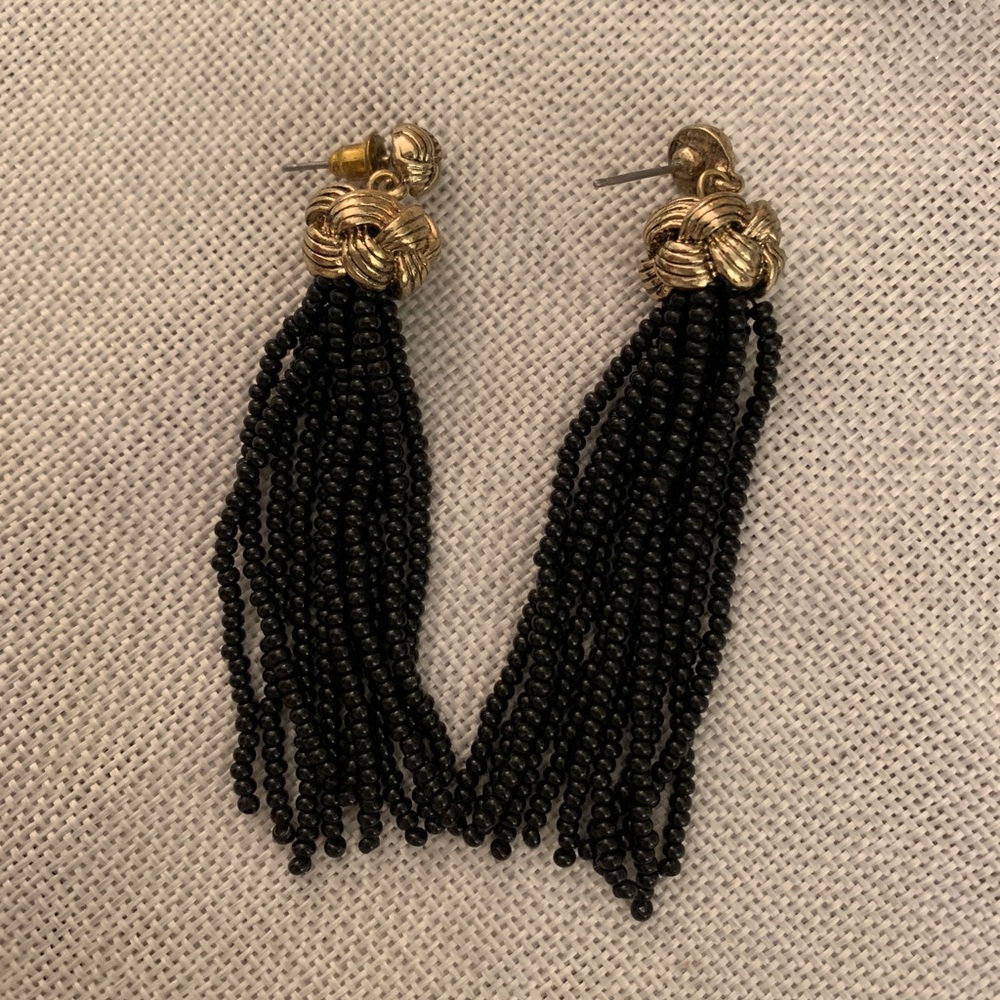Black fringe earrings